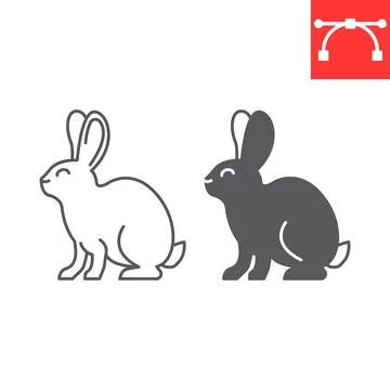 Rabbit line and glyph icon Stock Illustration