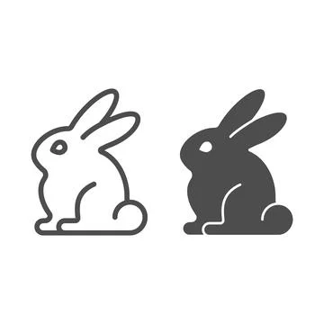 Rabbit line and solid icon, worldwildlife concept, rabbit vector sign on white Illustrazione stock
