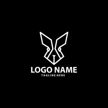 Rabbit line geometric template logo design Stock-Illustration