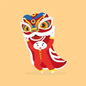 Rabbit lion dance Illustrazione stock