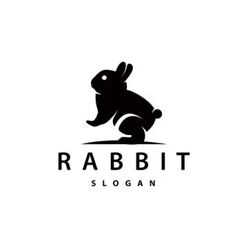 Rabbit logo design cute bunny simple animal silhouette illustration template Stock Illustration