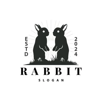Rabbit logo design cute bunny simple animal silhouette illustration template Stock Illustration
