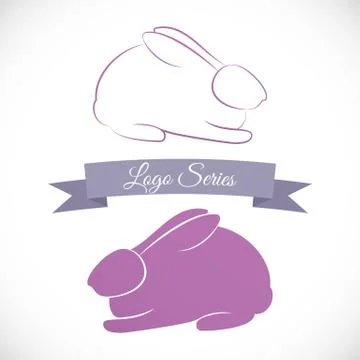 Rabbit logo design variations Stock Illustration