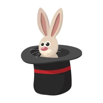 Rabbit in magic hat cartoon icon Stock Illustration