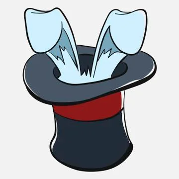 Rabbit in a magic hat Stock Illustration