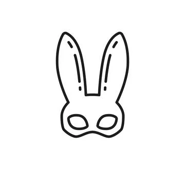 Rabbit mask line icon on white, sexy bunny half face mask Stock Illustration