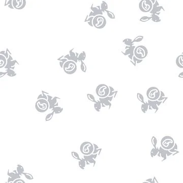 Rabbit meat glyph vector seamless pattern Stock Illustration