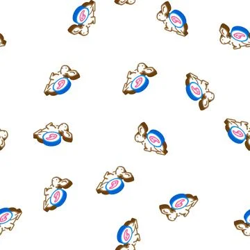 Rabbit meat isometric icon seamless pattern Stock Illustration