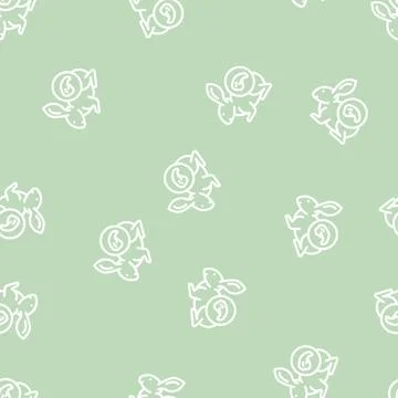 Rabbit meat line vector seamless pattern Stock Illustration