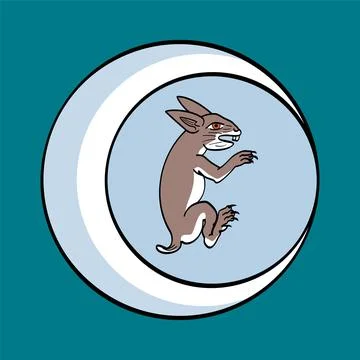 The rabbit in the moon, an Aztec legend as depicted in the Florentine Codex Stock Illustration