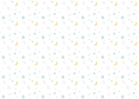 Rabbit with moon vector seamless pattern isolated on white background Stock Illustration