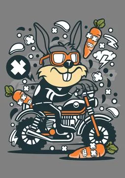Rabbit Motocrosser Stock Illustration