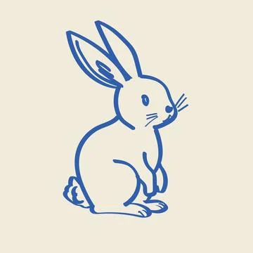 Rabbit Naive Art Hand Drawn Vector Illustration Stock Illustration