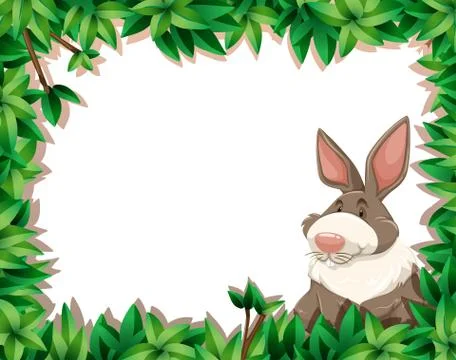 Rabbit on nature border Stock Illustration