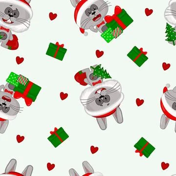 Rabbit New Year seamless pattern Stock Illustration