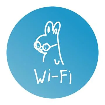 Rabbit one line art logo design. WIFI vector illustration Illustrazione stock