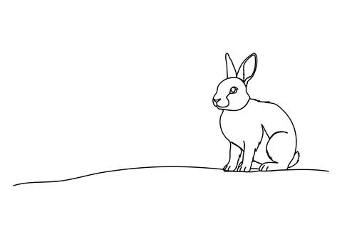 Rabbit one line drawing. Vector illustration. Stock Illustration