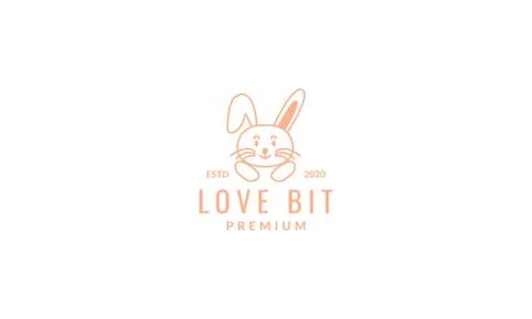Rabbit or bunny or hare cute cartoon line head smile logo icon illustration Stock Illustration