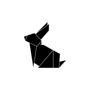 Rabbit or Bunny Shape Inspired by Origami Form Stock Illustration