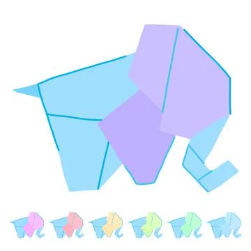 Rabbit origami animals vector cartoon graphic Stock Illustration