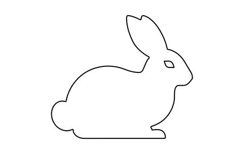 Rabbit outline. Easter Bunny. Isolated on white background. A simple black ic Stock Illustration