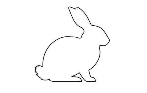 Rabbit outline. Easter Bunny. Isolated on a white background. Simple black ic Stock Illustration