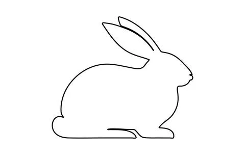 Rabbit outline. Easter Bunny. Isolated on a white background. A simple black  Stock Illustration