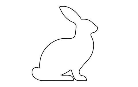 Rabbit outline. Easter Bunny. Isolated on white background. A simple black .. Stock Illustration