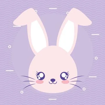 Rabbit over a purple background Illustrazione stock
