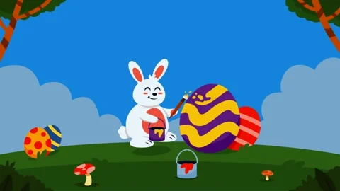 Rabbit Painting Easter Egg Stock Footage 266890126