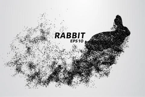 Rabbit from the particles. Rabbit consists of circles and points. Vector illu Stock Illustration