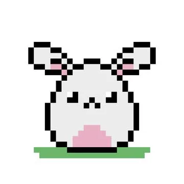Rabbit pattern. Pixel rabbit image. Pixel art vector illustration. 스톡 일러스트