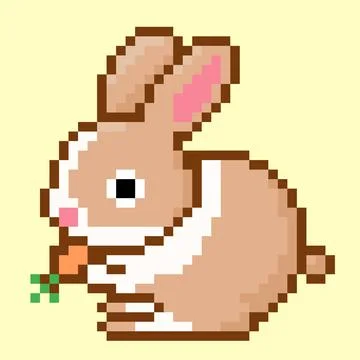 Rabbit pattern. Pixel rabbit image. Vector Illustration of pixel art. イラスト素材
