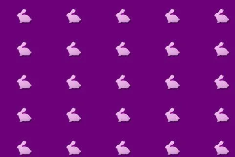 Rabbit pattern on the purple background Stock Photos