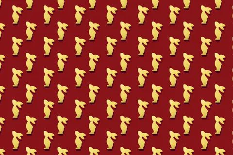 Rabbit pattern on the red christmas background Stock Illustration