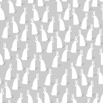 Rabbit pattern seamless. hare background. Baby cloth texture. Vector illustra Stock Illustration