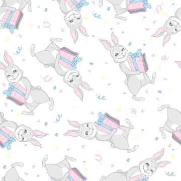 Rabbit pattern. Seamless vector pattern Stock Illustration