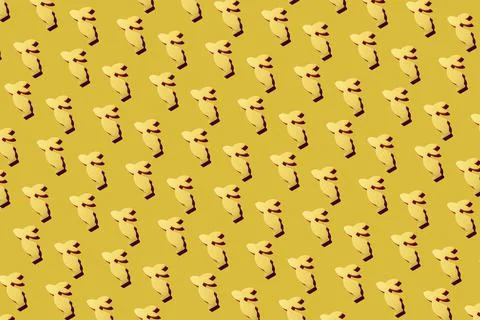 Rabbit pattern on the yellow background Stock Photos