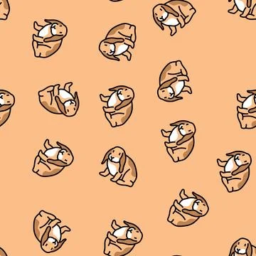 Rabbit pet home vector seamless pattern Stock Illustration