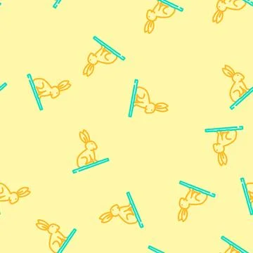 Rabbit pet home vector seamless pattern Stock Illustration