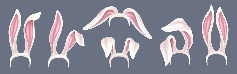 Rabbit pink ears. Easter bunny. Spring sale border for happy party paper. Cute Stock Illustration