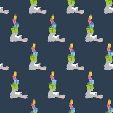 Rabbit with presents pattern Illustrazione stock