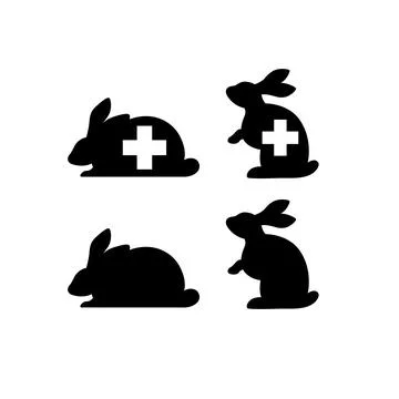 Rabbit profile silhouette veterinary logo Stock Illustration