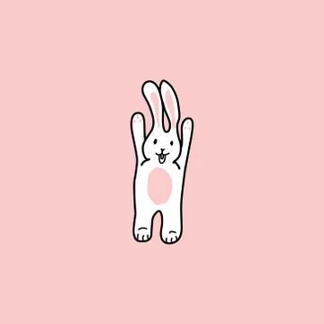 The rabbit raised its paws up. funny bunny. hand drawn elements Stock Illustration
