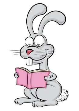 Rabbit reads a book Stock Illustration