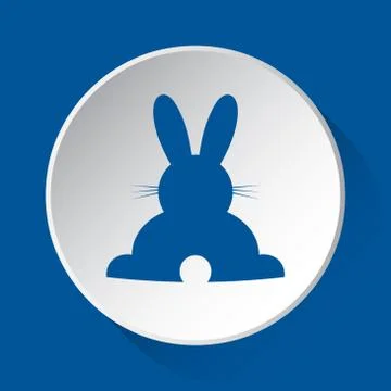 Rabbit, rear view - simple blue icon, white button Illustrazione stock