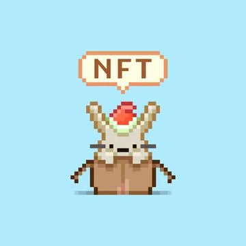 Rabbit in red santa with text NFT イラスト素材