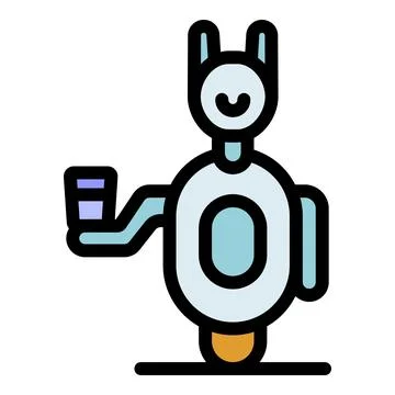 Rabbit robot serving water, artificial intelligence in hospitality Stock Illustration