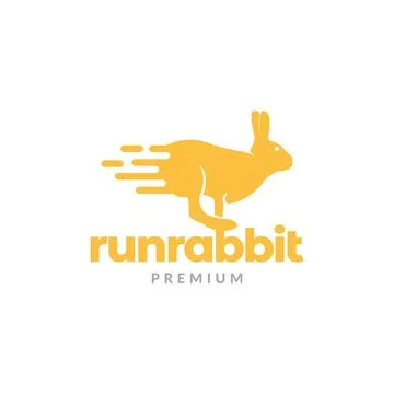 Rabbit run with fast logo design vector graphic symbol icon illustration cr.. Stock Illustration