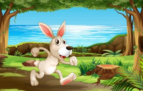 Rabbit running in the park Ilustración de archivo